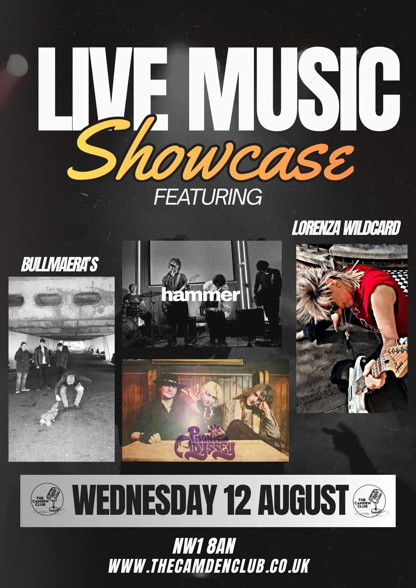 Live Music Showcase: Bullmaera's • Hammer • Phonic Odyssey • Lorenza Wildcard