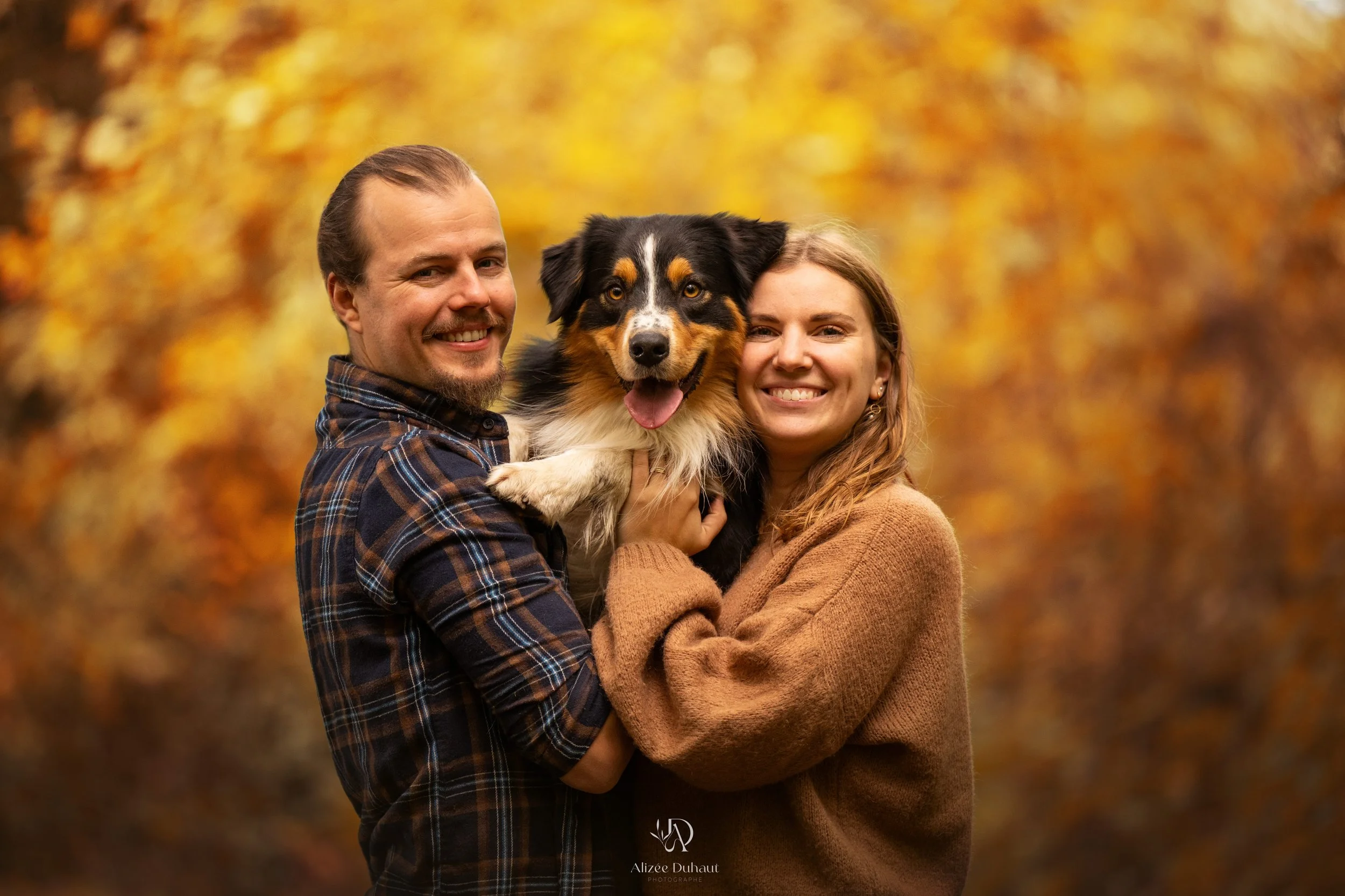 séance photo chien et humain en extérieur ambiance automnale Hauts de France