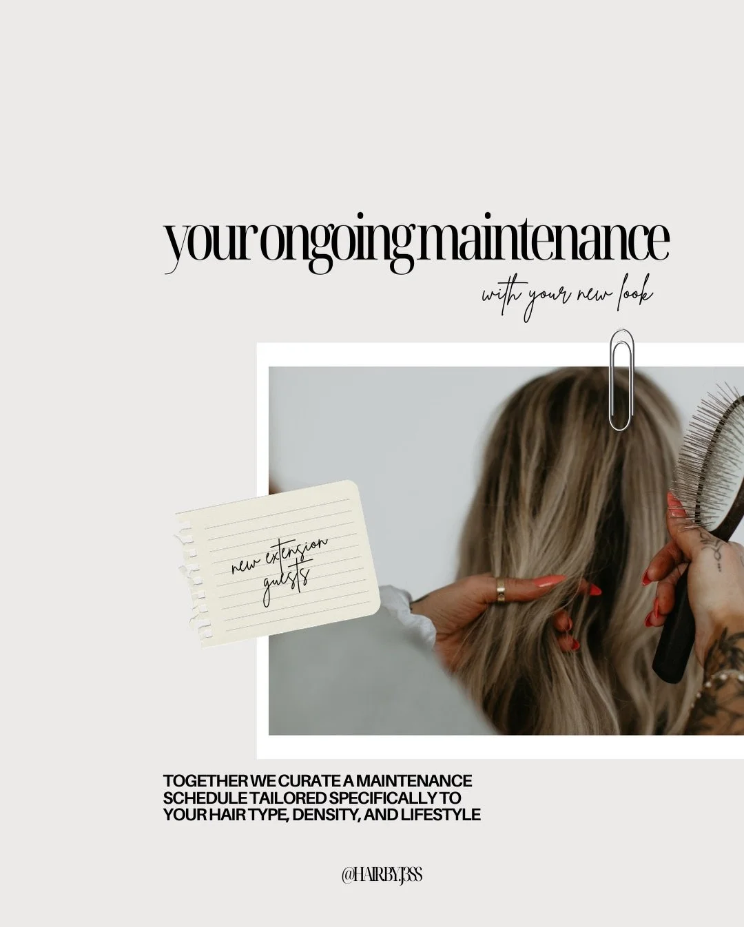 guests are loving the lower maintenance with customizing bonds (anywhere from 3-6 months in between)
invisible row maintenance is between 6-11 weeks depending on how fast your hair grows &amp; lifestyle
- 
maintain your wefts in the salon - &amp; eas