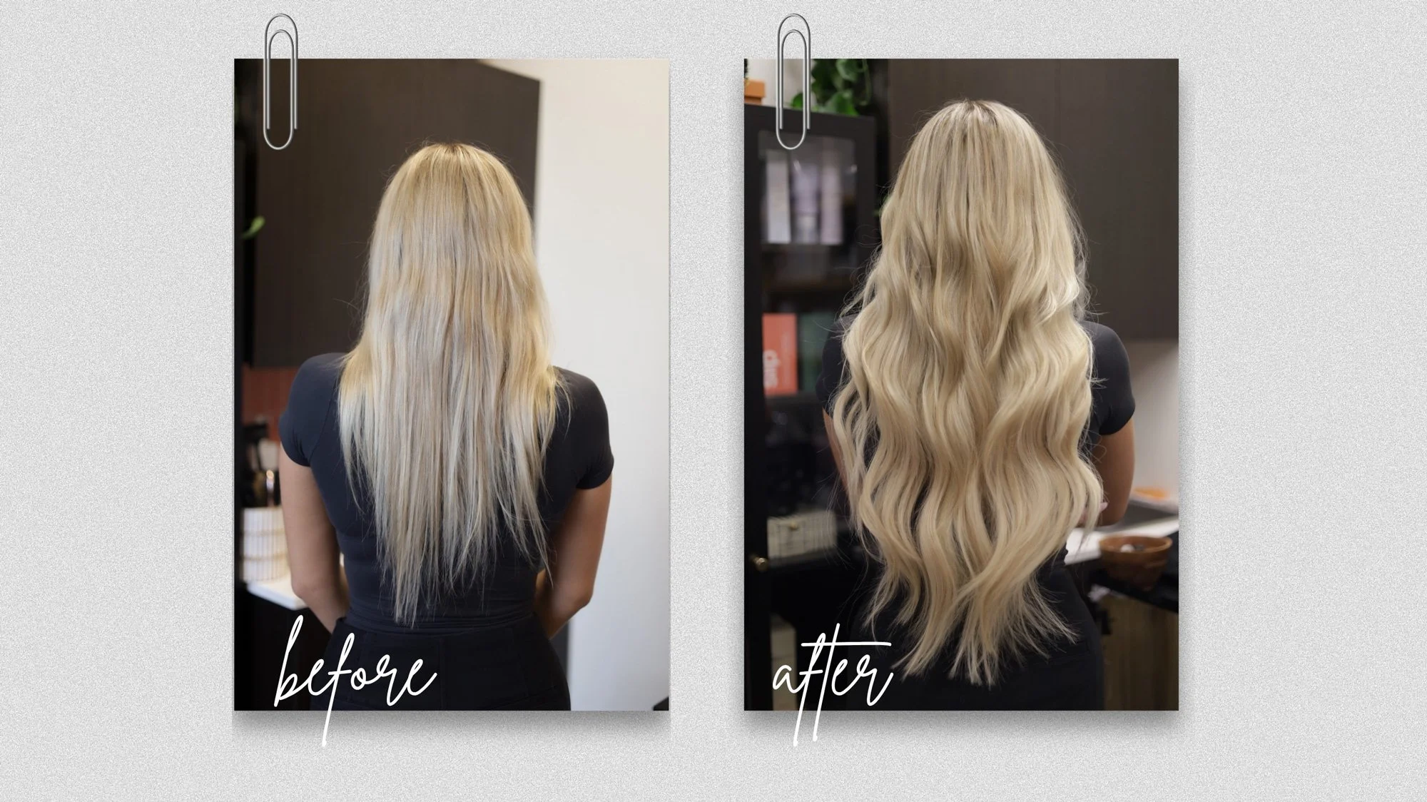blonde hair transformation from straight to wavy hair
