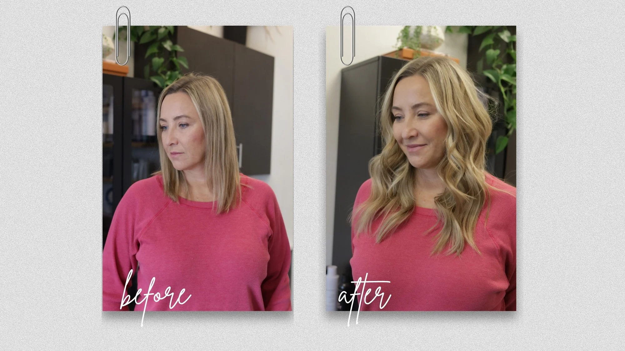 bronde hair transformation on woman with side view