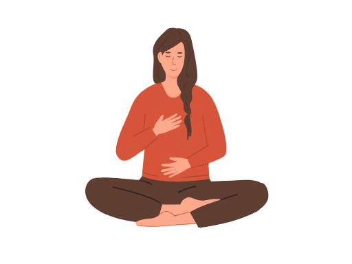 Une femme qui fait détectives de respiration avant un massage relaxant indice