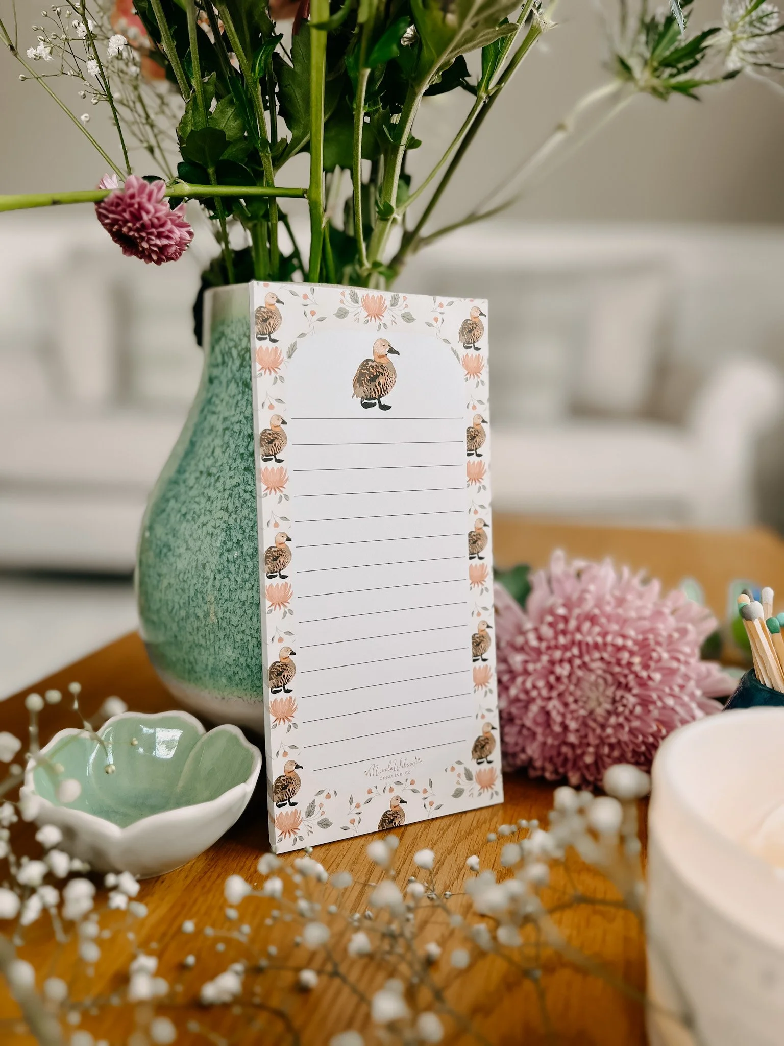 Duck Among Flowers  Notepad