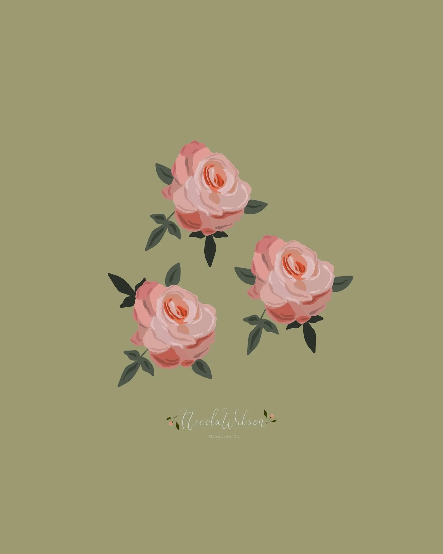 You might notice that my designs often have an outline to each illustration and are then filled with colour from there. I keep a clean and simple line drawing which develops into a colourful illustration 🤎🌿🥰.
.
These roses were something a little 