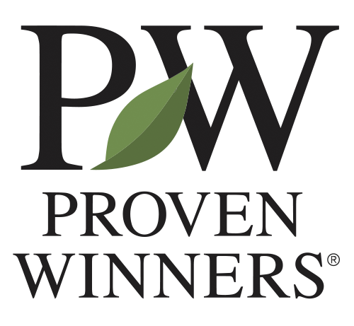 Logo for Proven Winners featuring the letters P and W with a green leaf in between.
