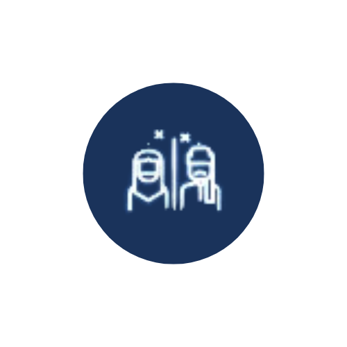 Pixel art of two astronauts with helmets, standing back to back, separated by a vertical line, against a dark background.