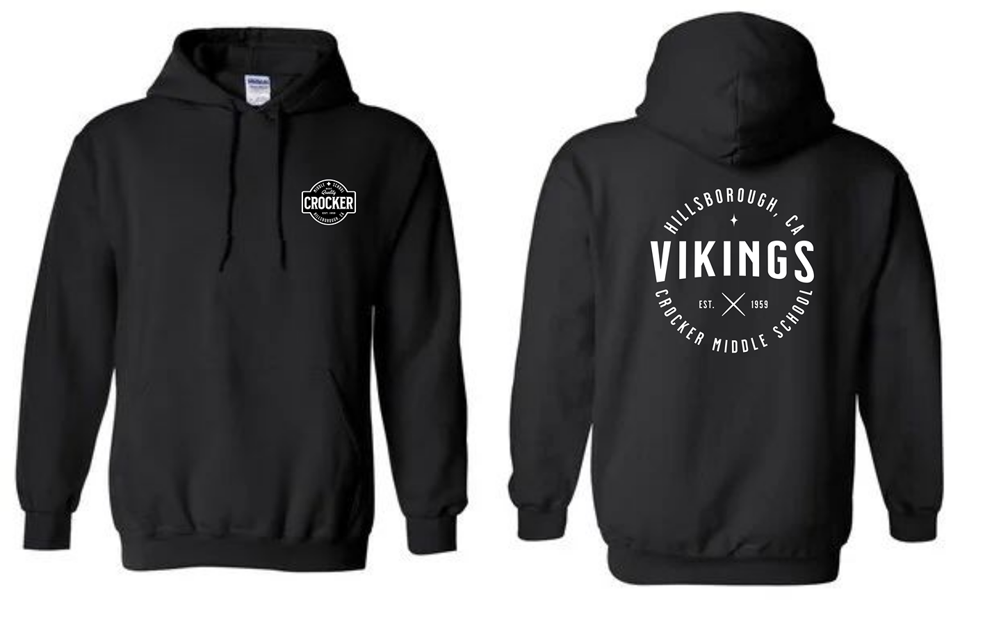 Crocker Hoodie (Black Vikings Round Back)