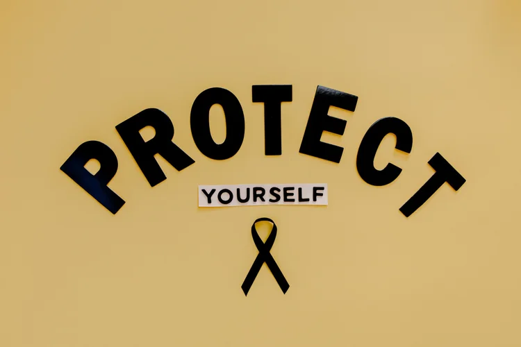 A protective gesture representing self-protection and support.