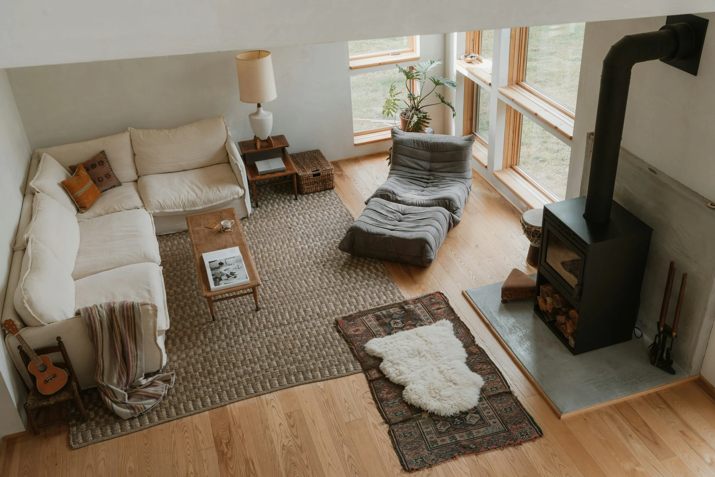 View of a new wood floor from above that Final Phase Home Remodeling & Handyman Services installed