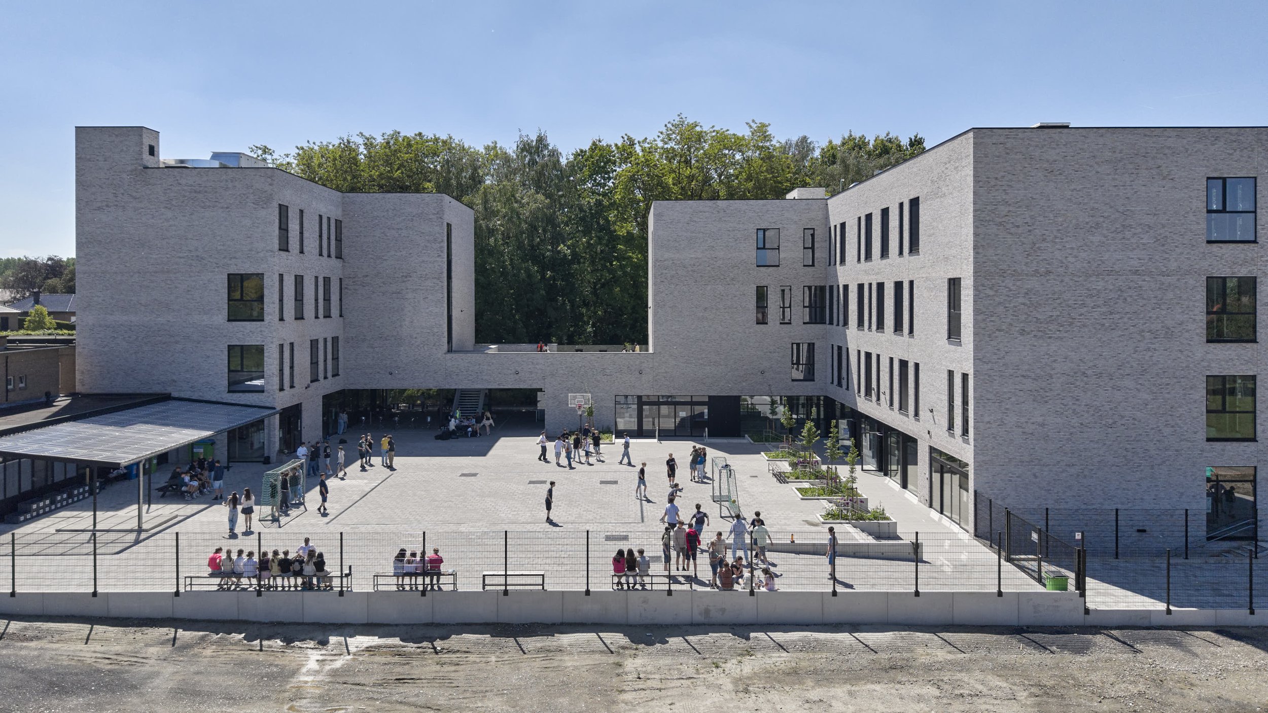 Luchtfoto gevel Sint-Leonardis Zoutleeuw, ontwerp Joris Gijsenberg Architecten
