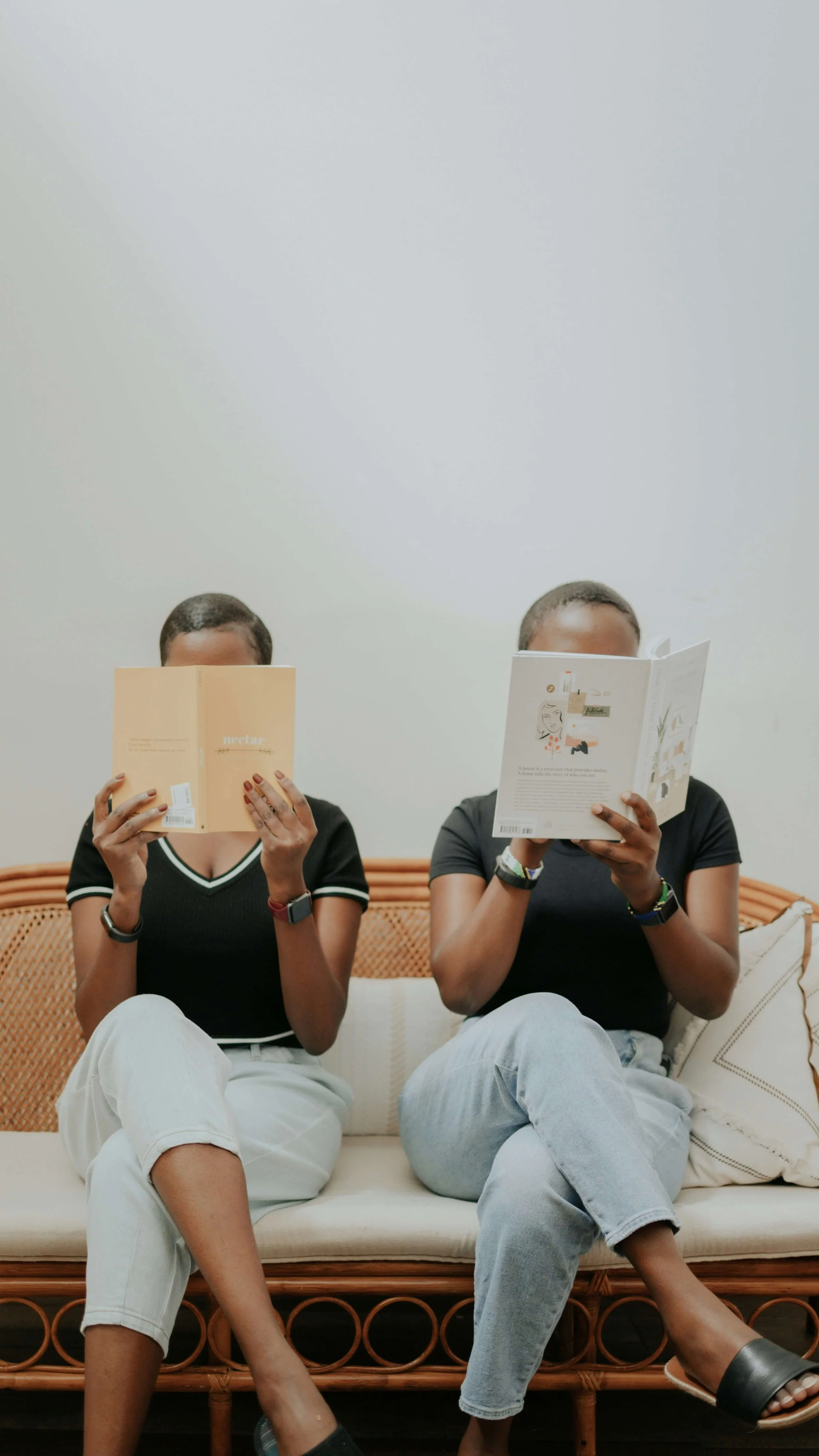 two women reading books