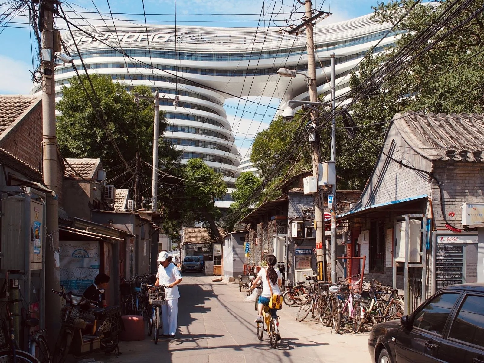Cycling through Beijing.