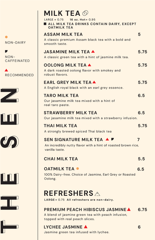 Teaone Menu Menu 1 — THE SEN TEA HOUSE
