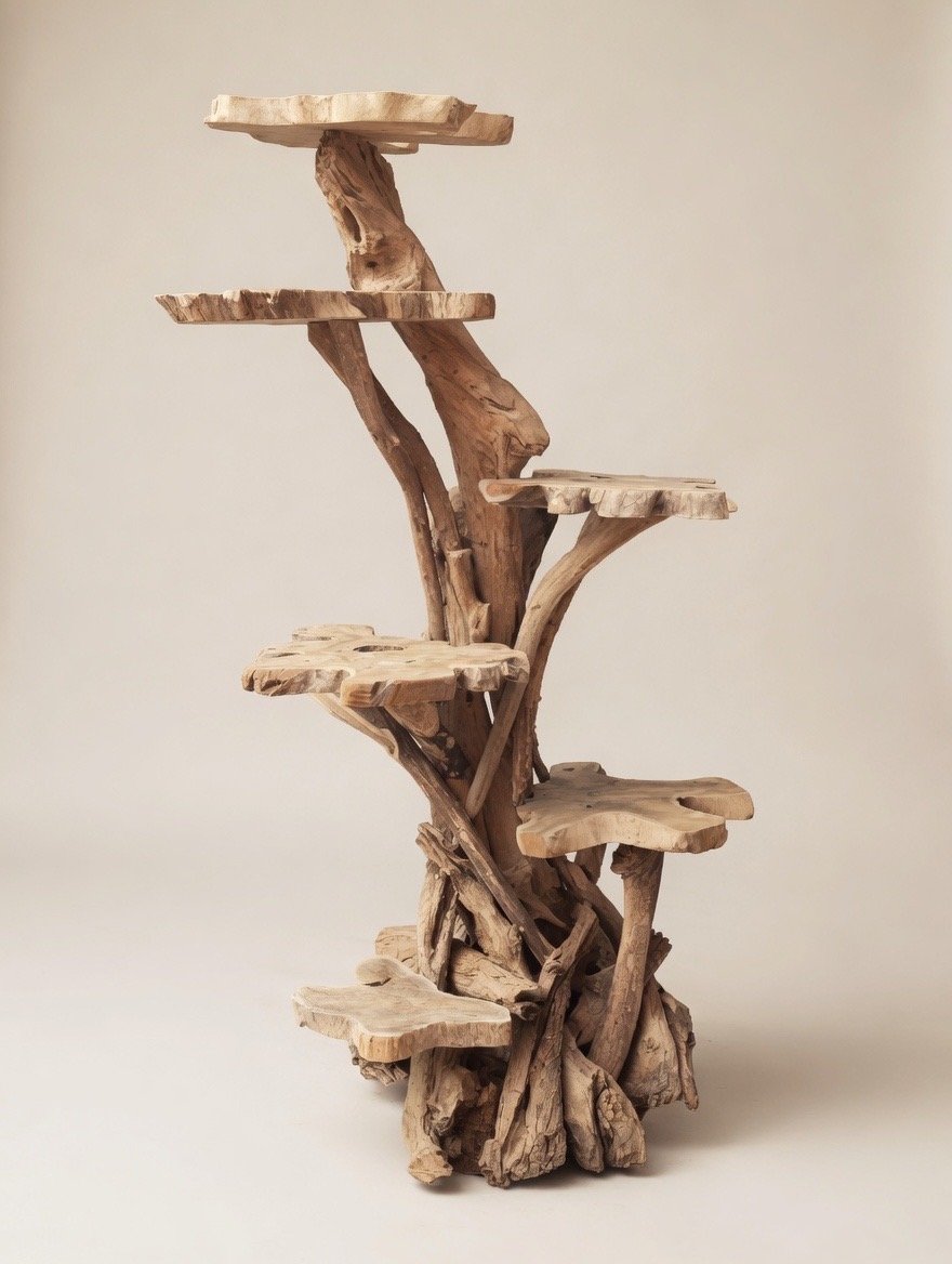 6-Platform Teak Driftwood Tower