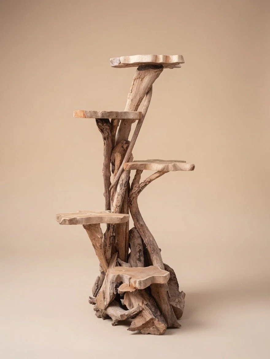 5-Platform Teak Driftwood Tower
