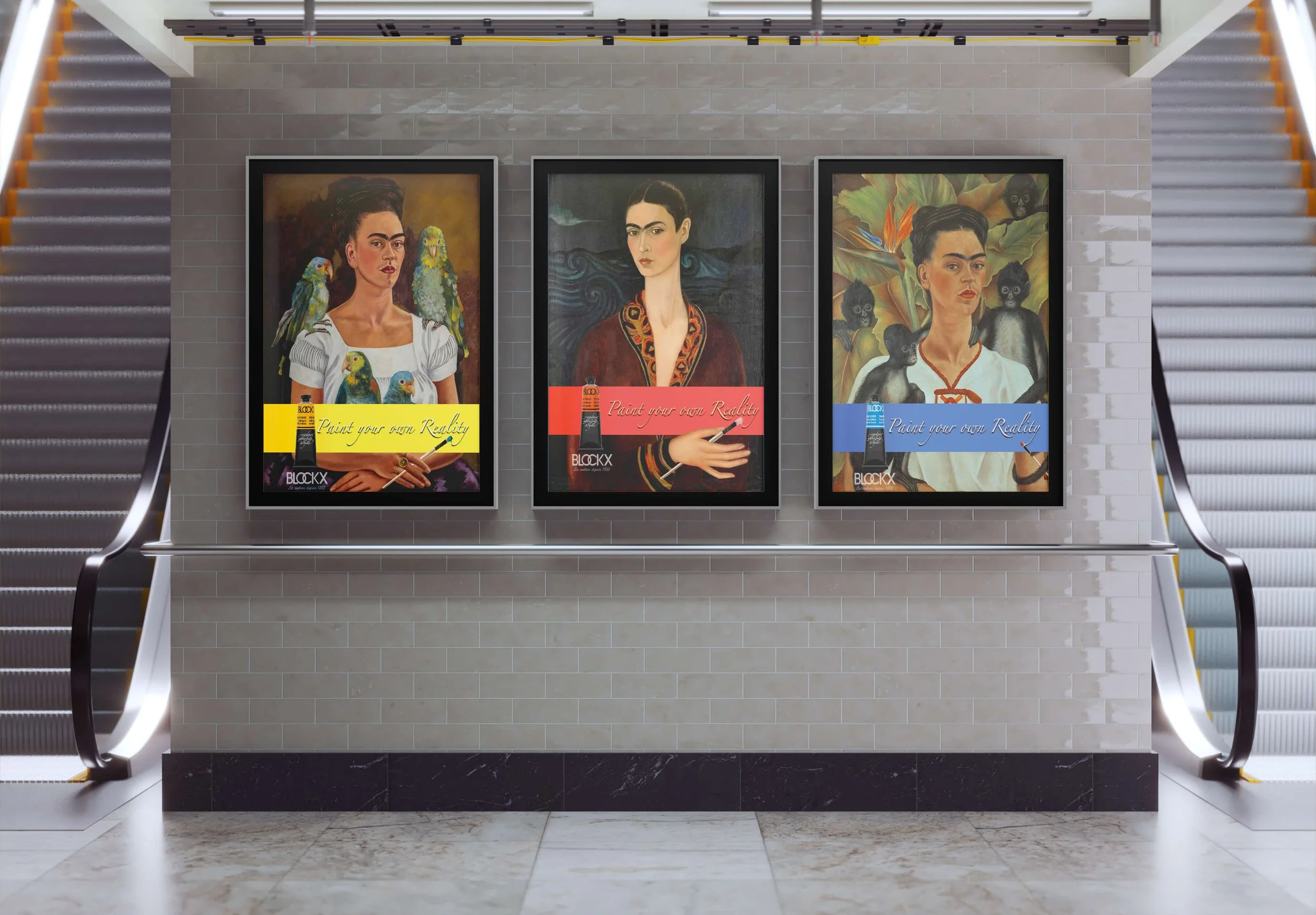 BLOCKX + Frida Kahlo Ad Campaign - Version 2 (sub two Frida Poster w/ monkeys)