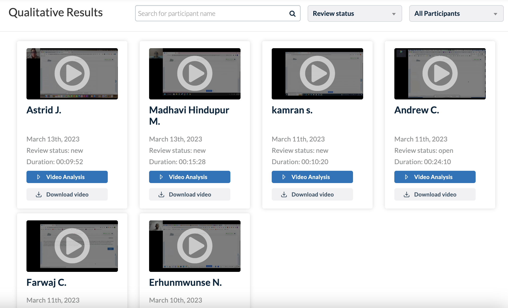 Screenshot of userlytics analytics panel