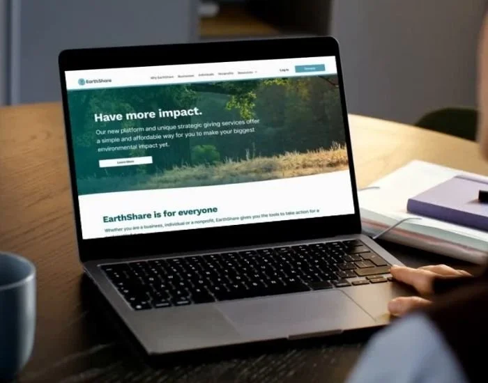 earthshare home page on laptop