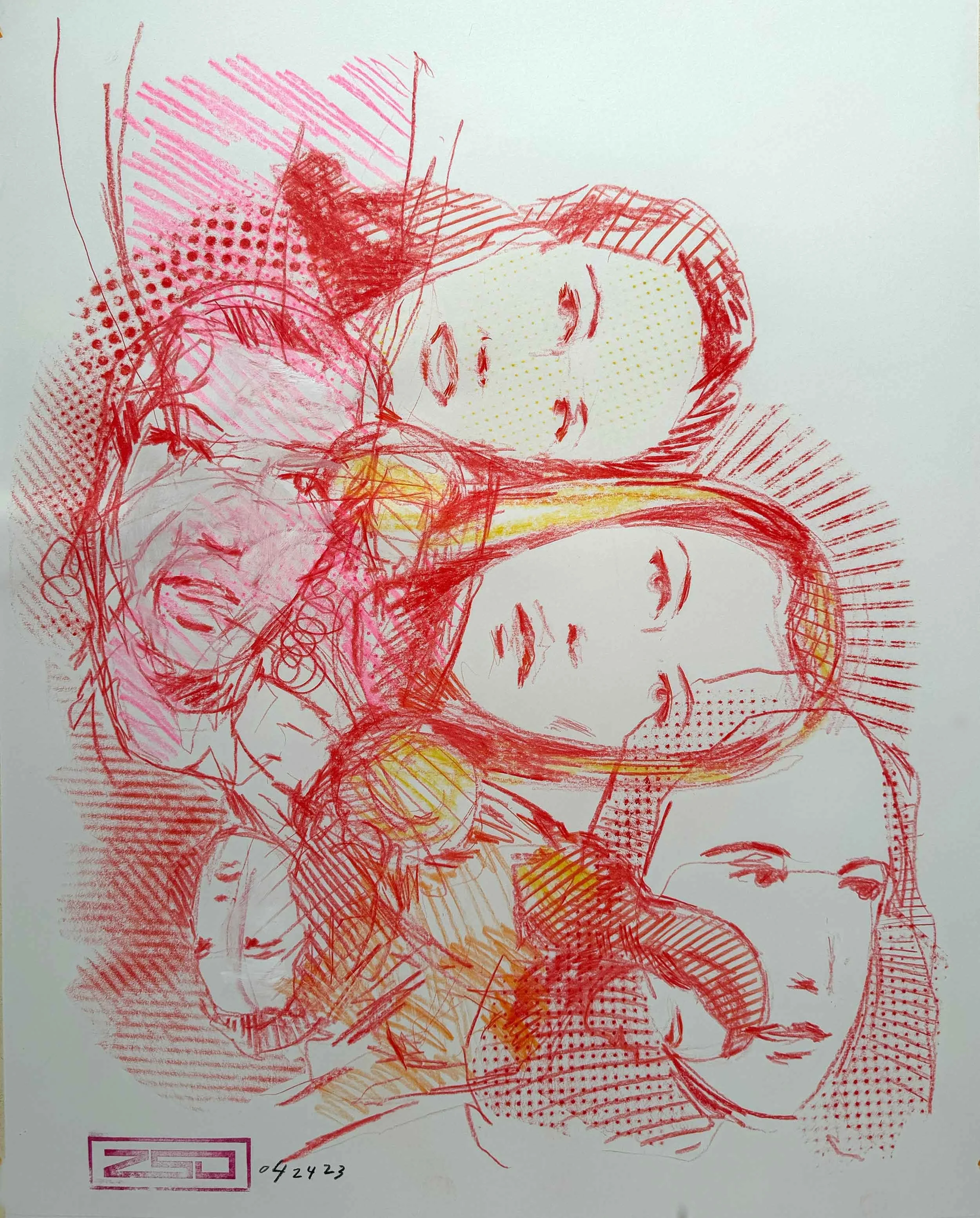 BIRDS-2, 2023 – Graphite & wax crayon on paper, 18" x 24"