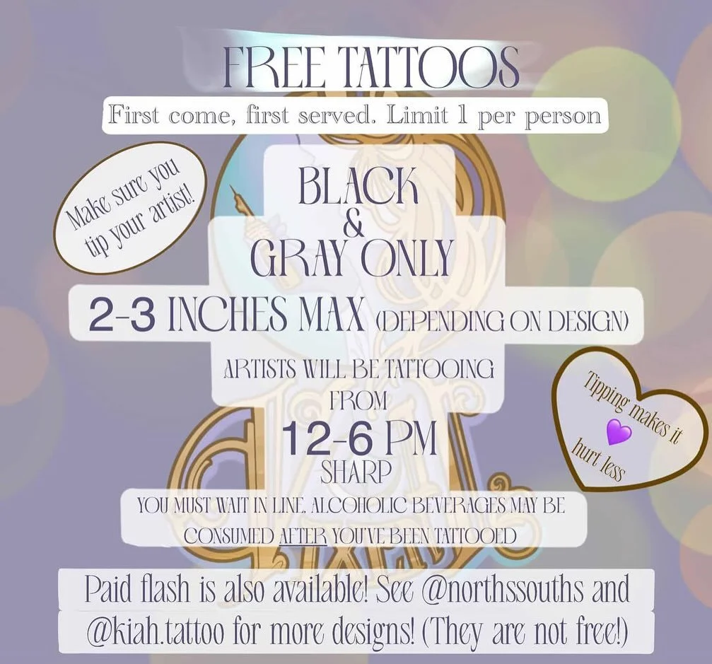 Join us at Veil &amp; Vixen for our 🌿💫GRAND OPENING🔮✨ this Saturday October 4th and celebrate with a ⛓️&zwj;💥FREE TATTOO⛓️&zwj;💥 as well as drinks, food, and more! Party goes from 12pm - 8pm 💜

There will be seven different artists (@racheldela