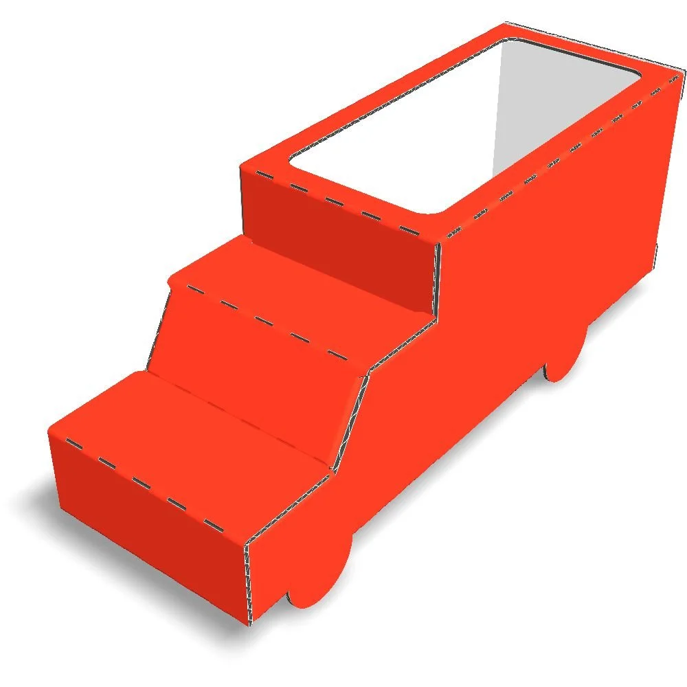 A sweet ride for some sweet treats! This candy tray doubles as a mini cardboard truck—it’s functional and fun all in one! The body of the truck serves as the tray to neatly hold piles of candy. It’s not just a container but a little piece of shelf ar