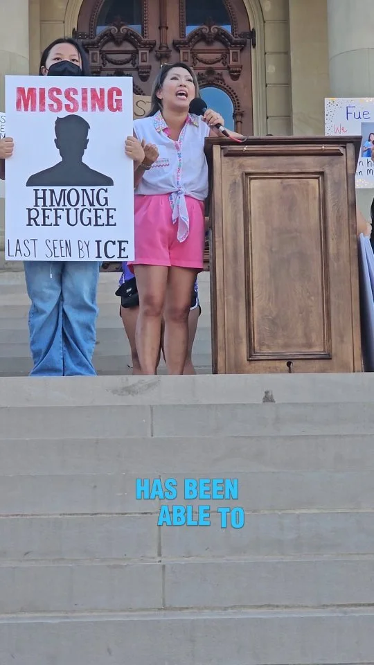 Michigan House Rep district 13 @maixiongmi opened up the rally here today in Lansing Michigan, as citizens right to bring the Hmong Refugees that have wrongfully been detained by ICE and possibly being deported to a country they've never lived in.