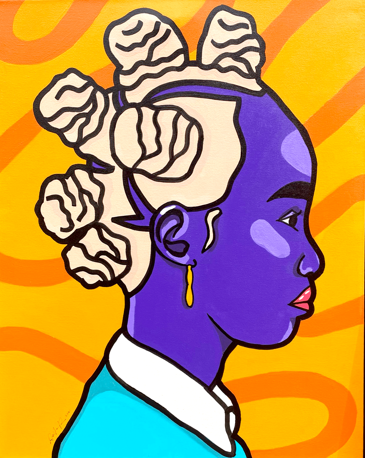 Pink Bantu Knots (Oil, 2021)