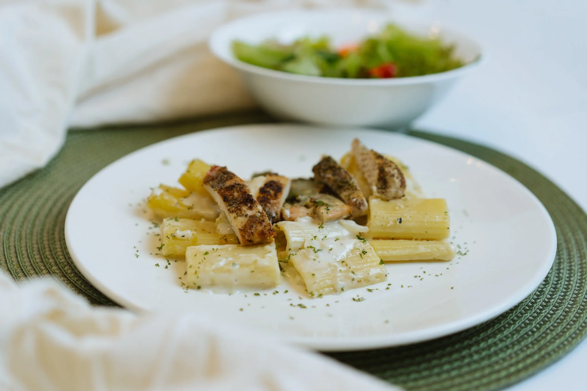 Blackened Chicken Rigatoni Alfredo