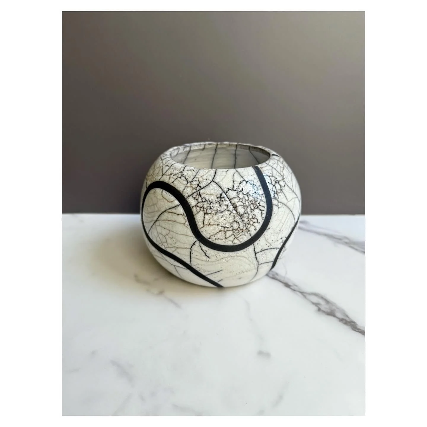 Love how this pieces came out! The crisp curved lines and the contrast of the black crackling against the white is so cool