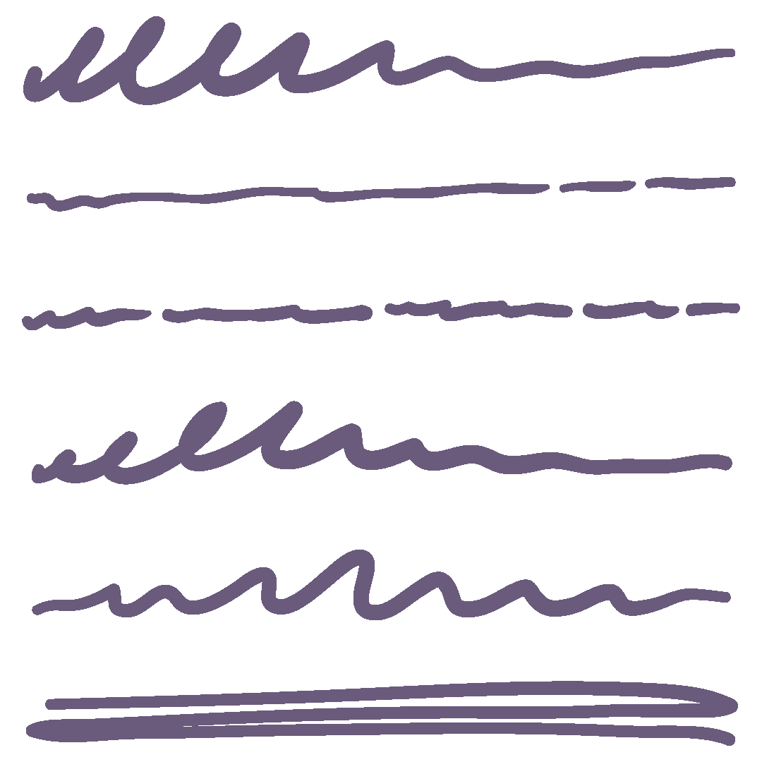 Handwritten notes with multiple lines of wavy and straight purple lines on a black background.