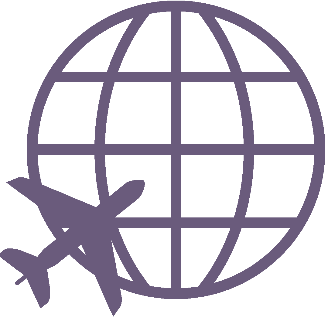 Illustration of a globe with an airplane flying around it.