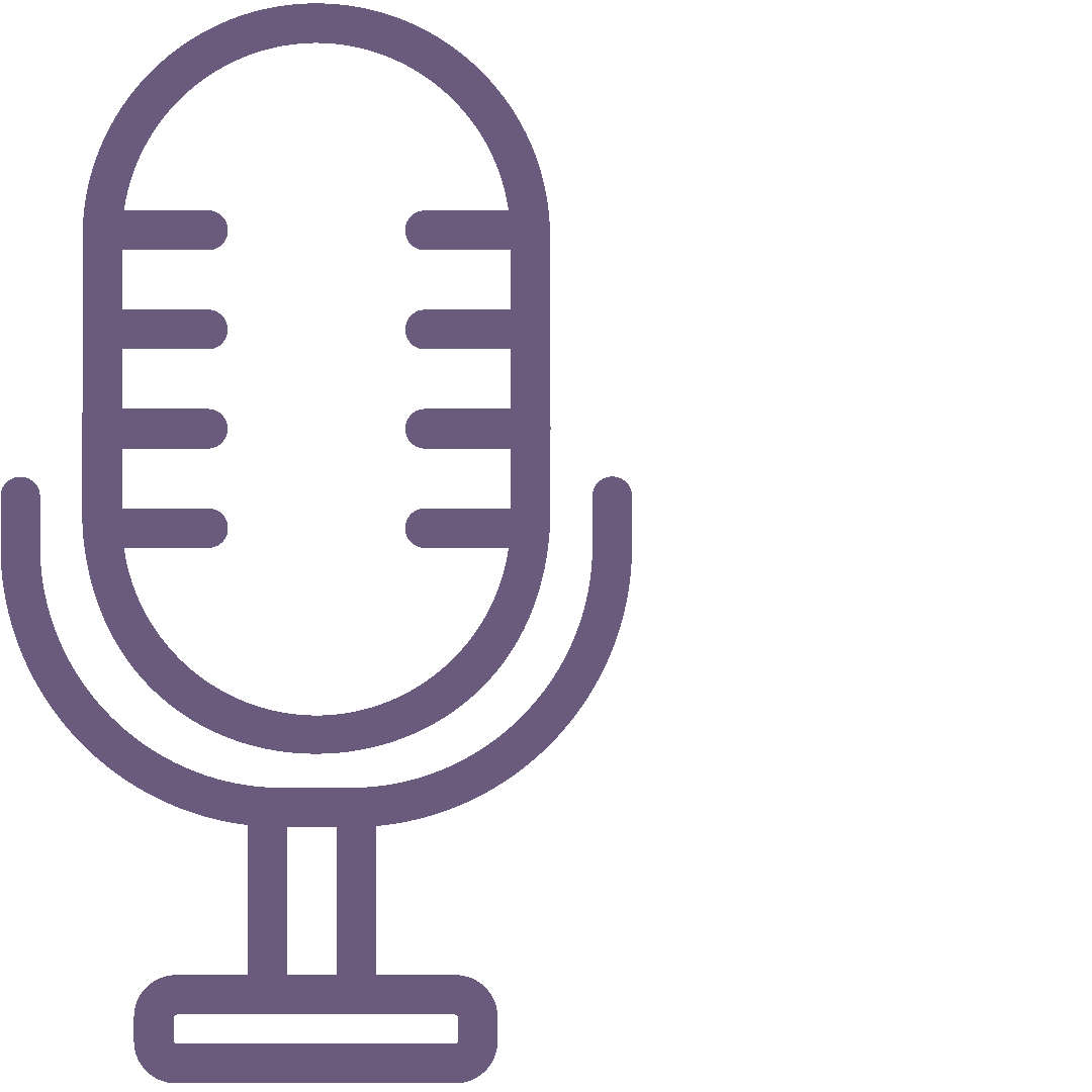 Minimalist line drawing of a vintage microphone.