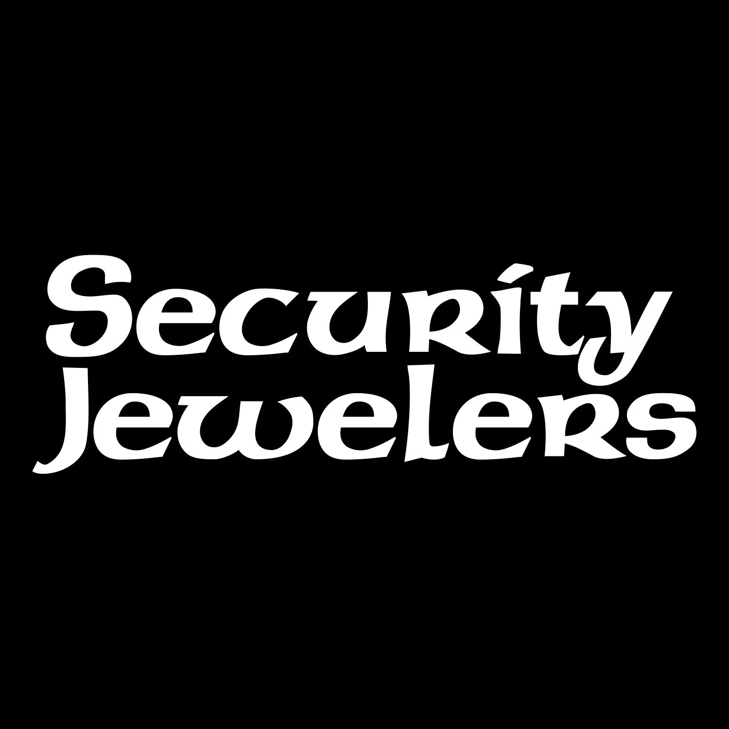Text reading 'Security Jewelers' in white font on a black background.