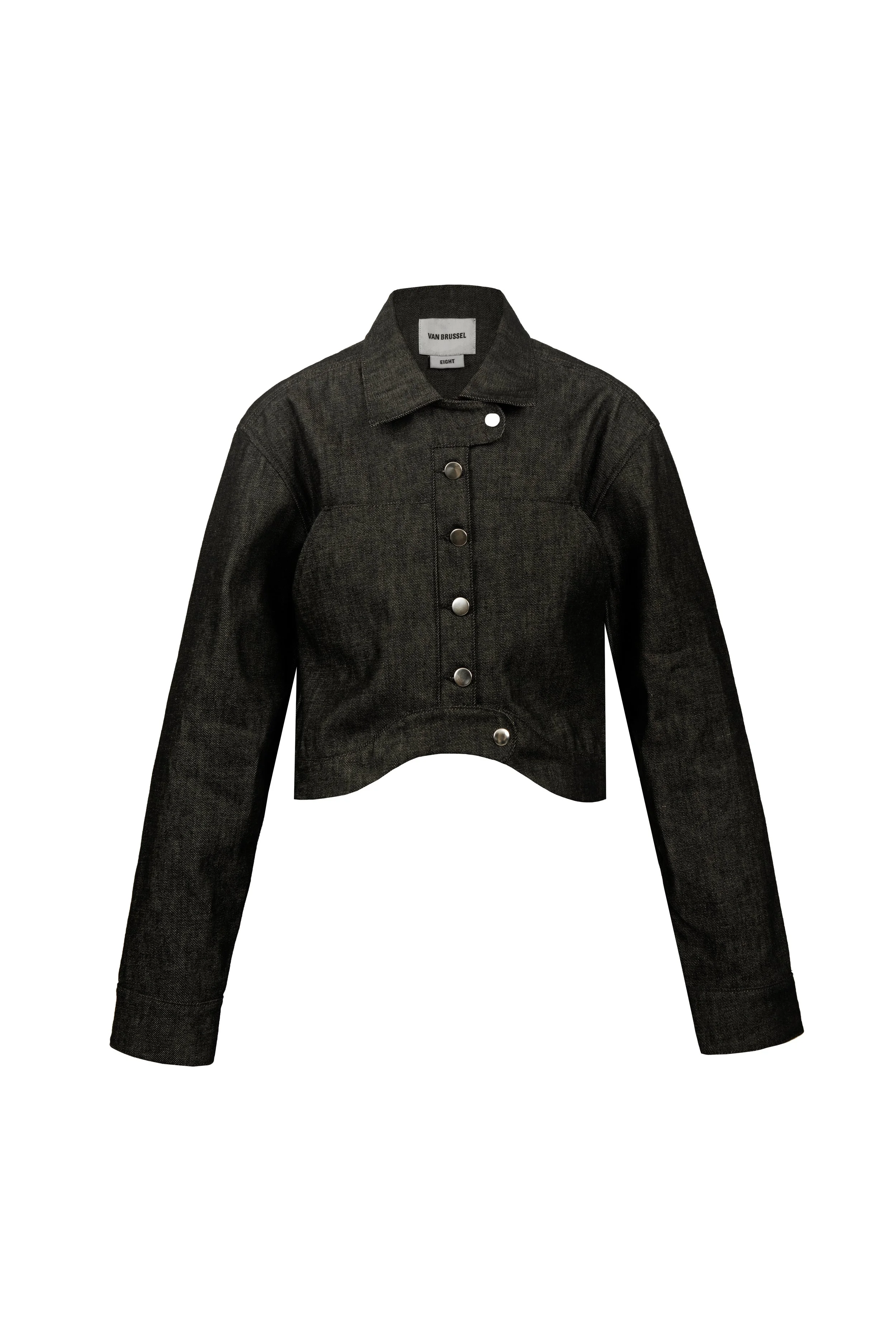 VAN BRUSSEL Nola Buttoned Biker Crop in Ash Black