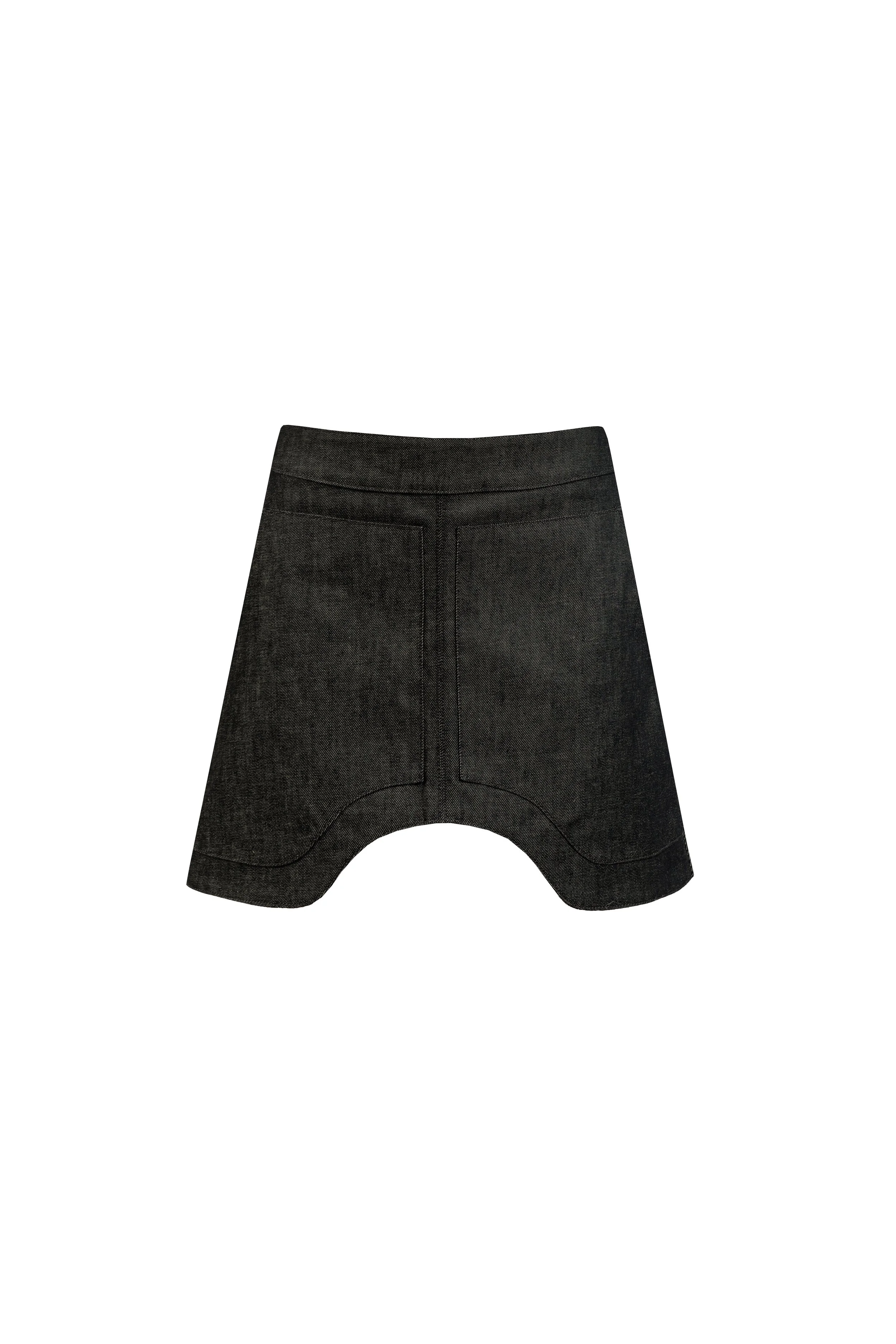 VAN BRUSSEL Nola Biker Skirt in Ash Black Denim