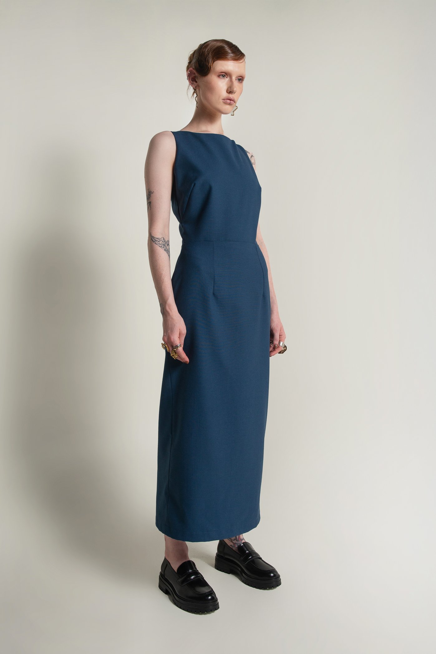 VAN BRUSSEL ELBANY STRAIGHT LINE DRESS SIDE