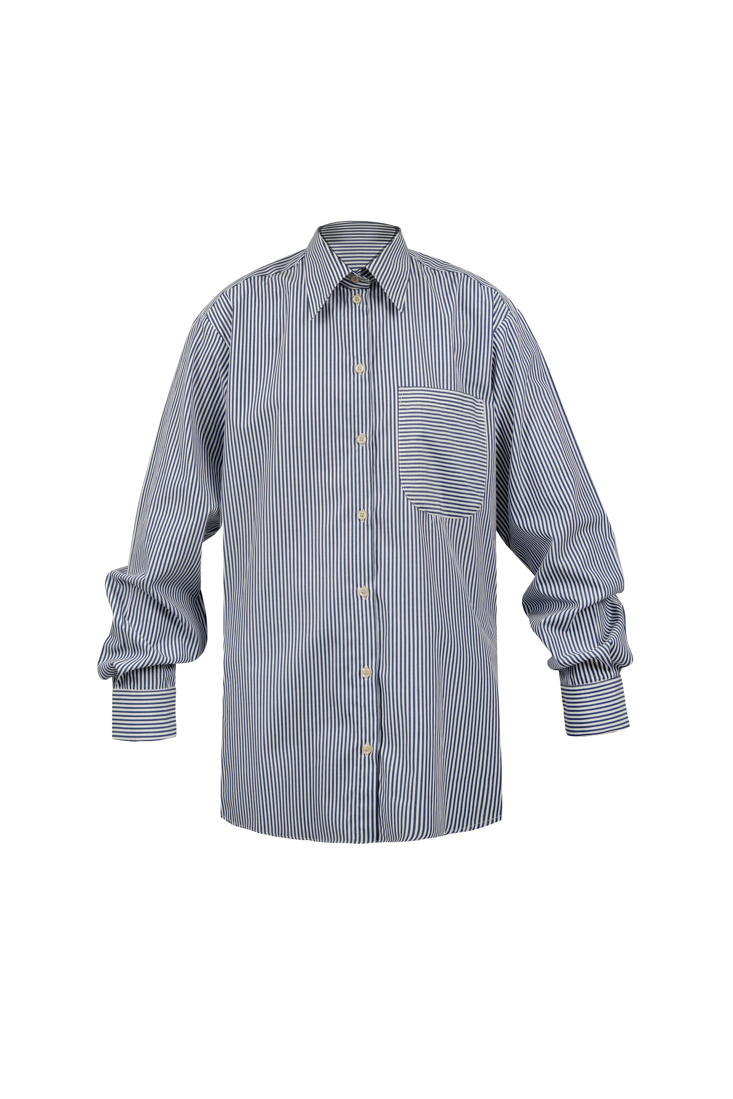 VAN BRUSSEL Lennon Collared Shirt in Sailor Blue