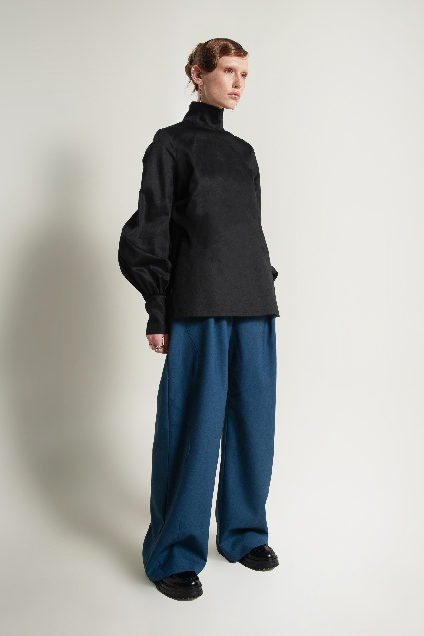 VAN BRUSSEL LIOR BELL SLEEVE JUMPER BLACK SIDE