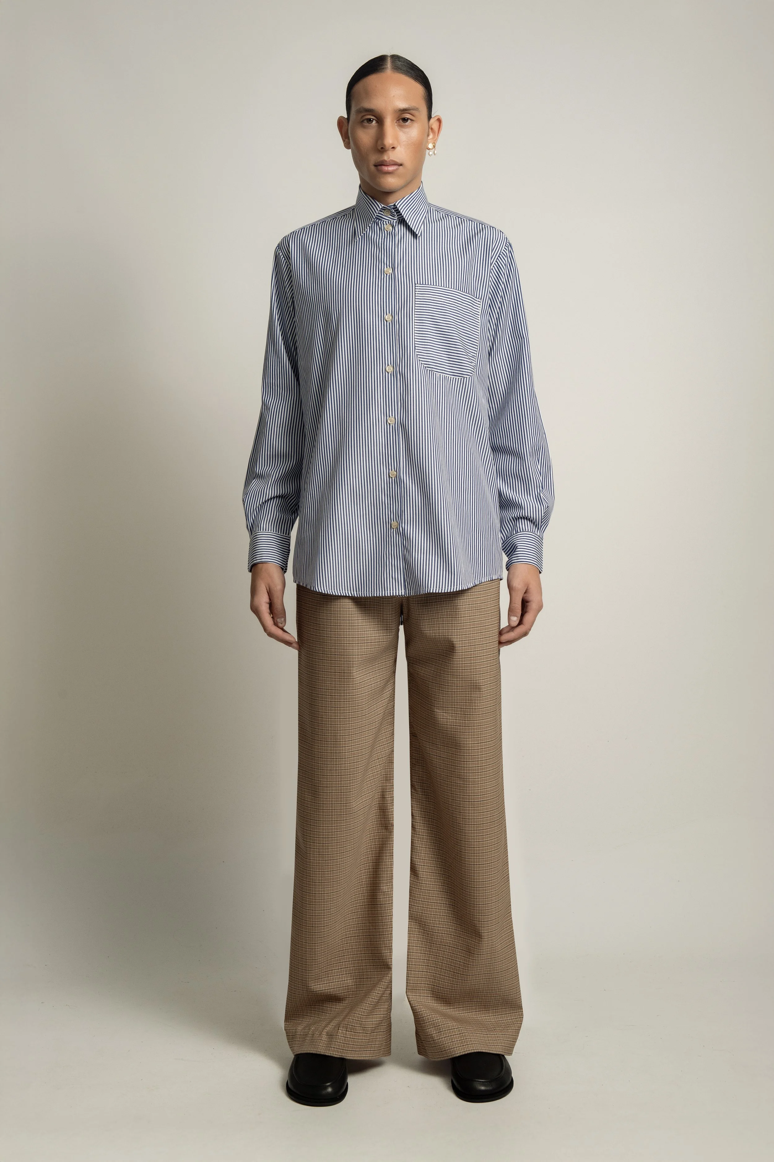 VAN BRUSSEL Lennon Collared Shirt in Sailor Blue