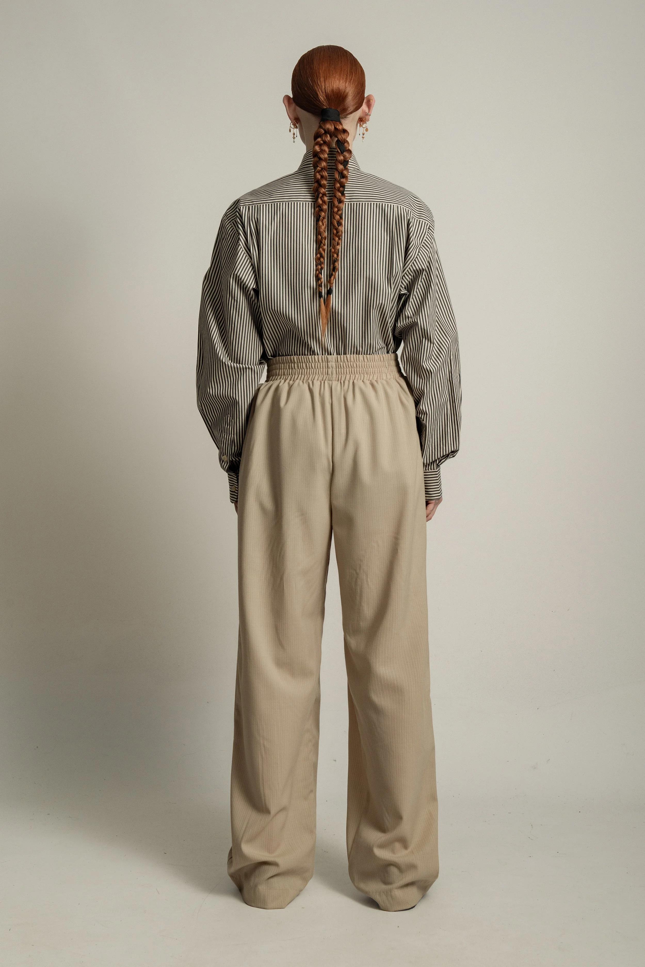 VAN BRUSSEL SOREN TROUSER MUSHROOM STRIPE BACK