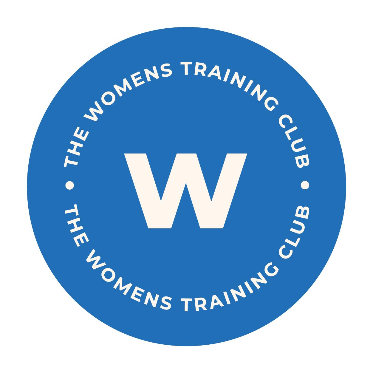 W on a blue circle. Written around the circle: The Women’s Training Club