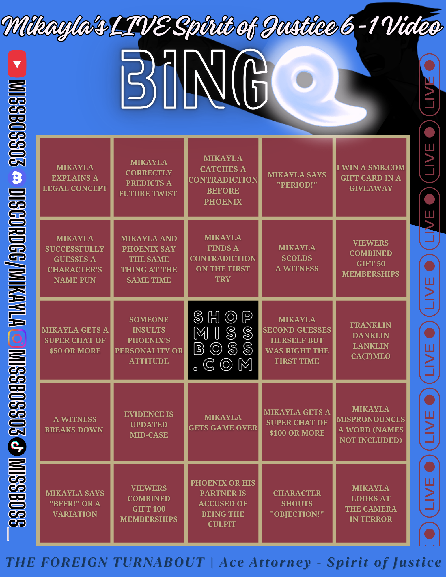 AA - SOJ PREMIERE BINGO CARD - PHOENIX