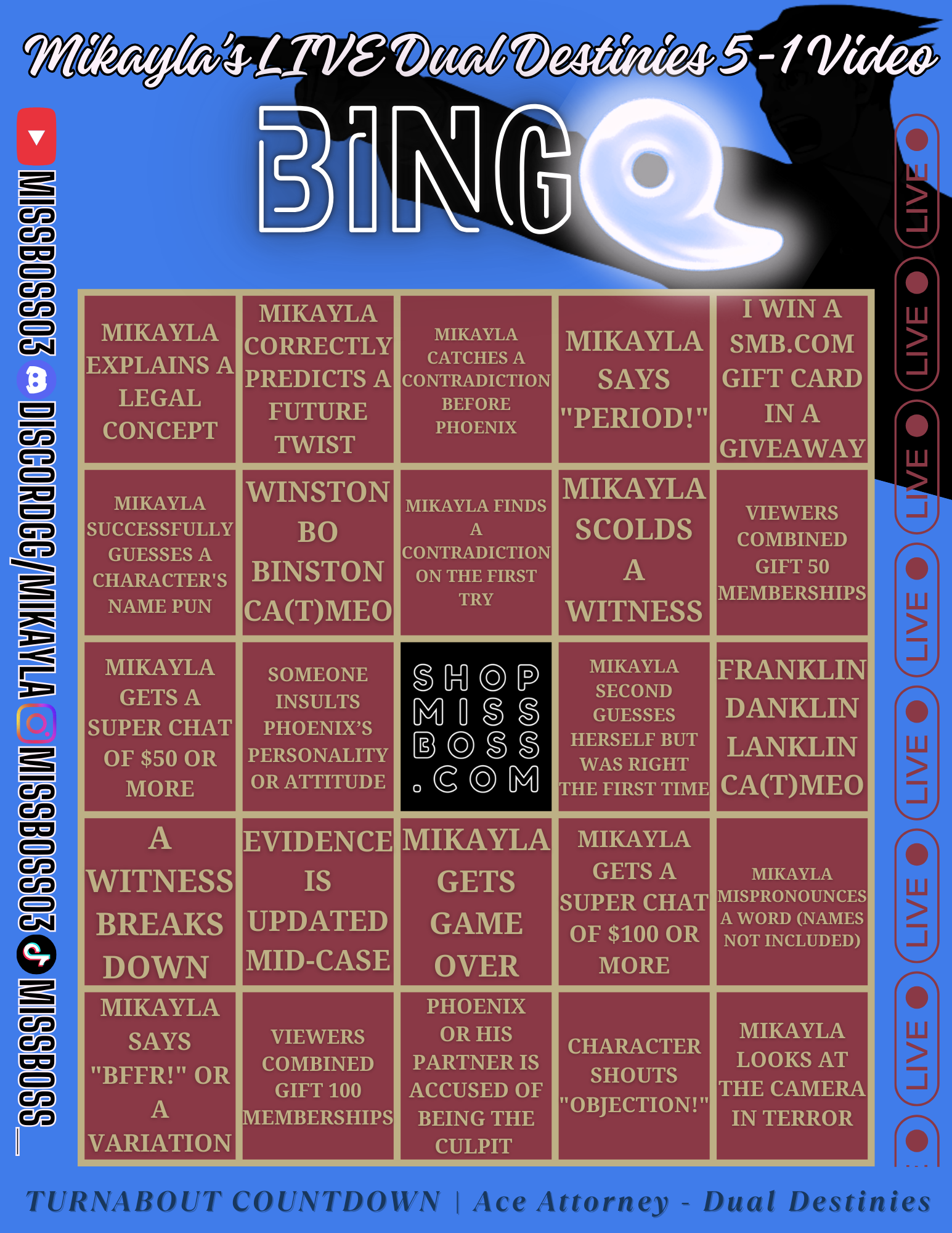 AA - DD PREMIERE BINGO CARD - PHOENIX (LARGE FONT)