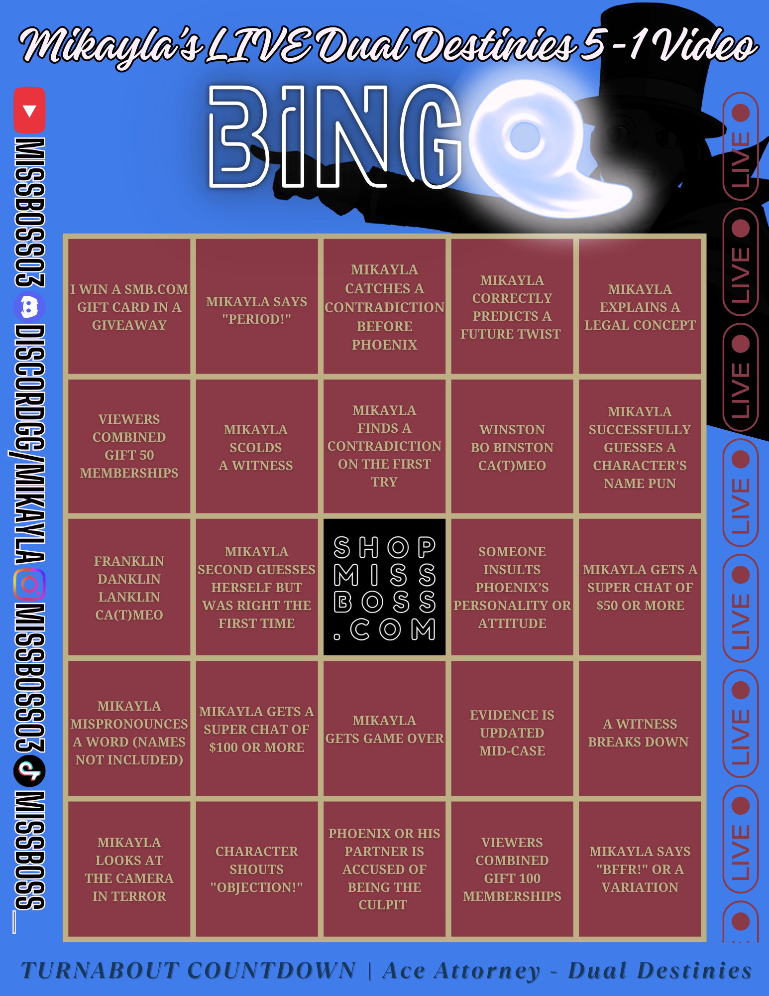 AA - DD PREMIERE BINGO CARD - TRUCY