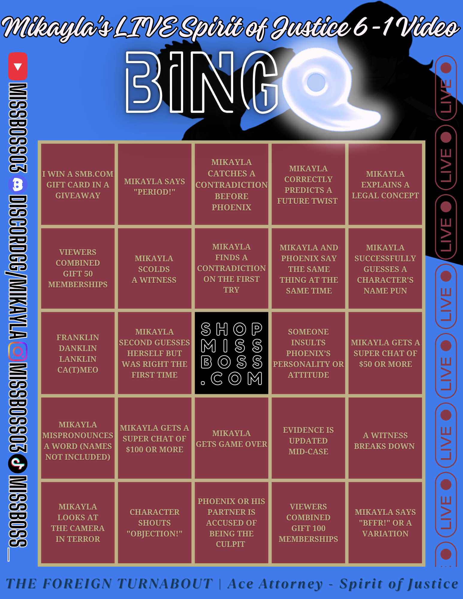 AA - SOJ PREMIERE BINGO CARD - SIMON