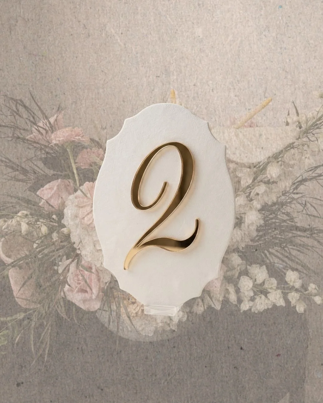 Fancy Oval Table Numbers | Gold Mirror Acrylic | 4.5 x 6"