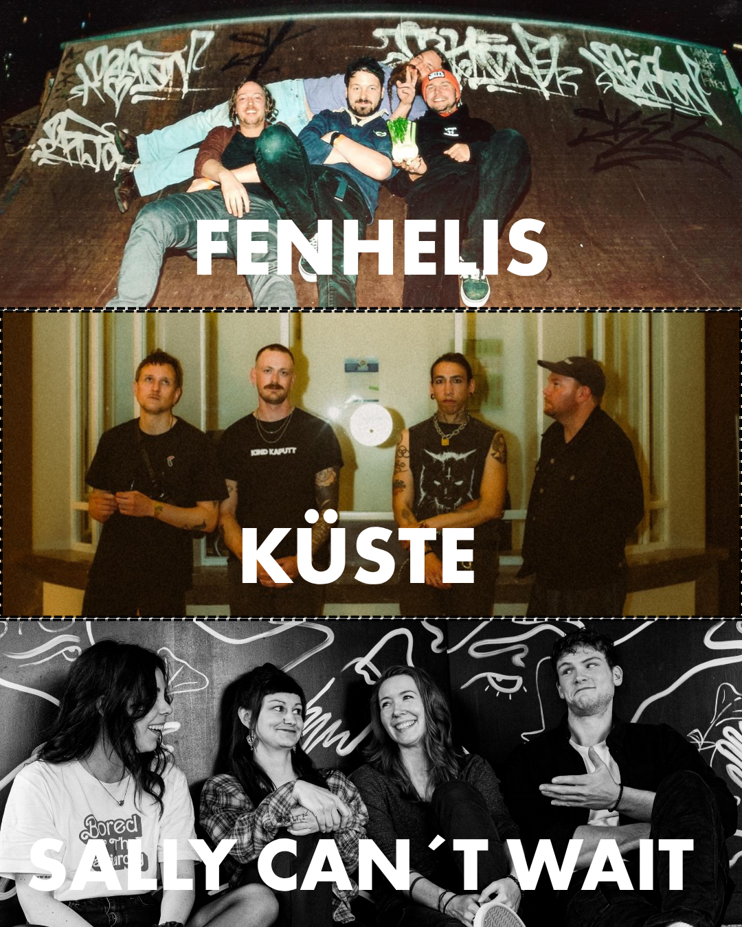 Konzertabend mit Fenhelis, Küste, Sally can´t wait 