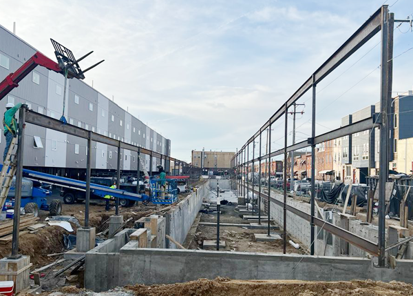 642 Moore Street — structural steel construction photograph.