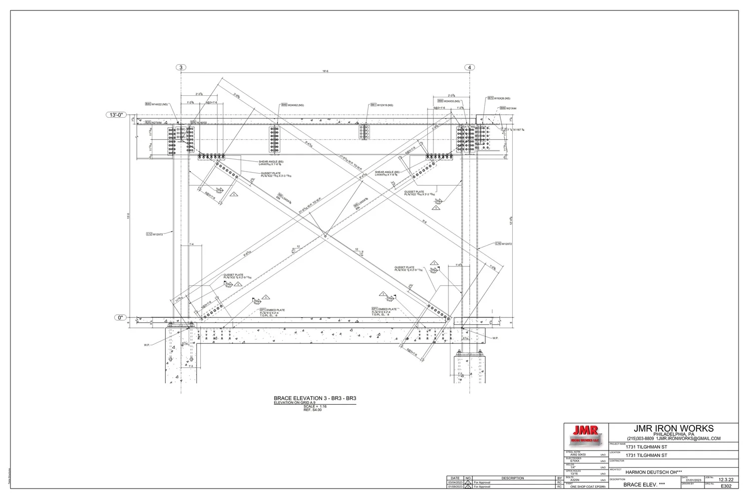 Steel drawing sheet from the 1731 Tilghman Street project.