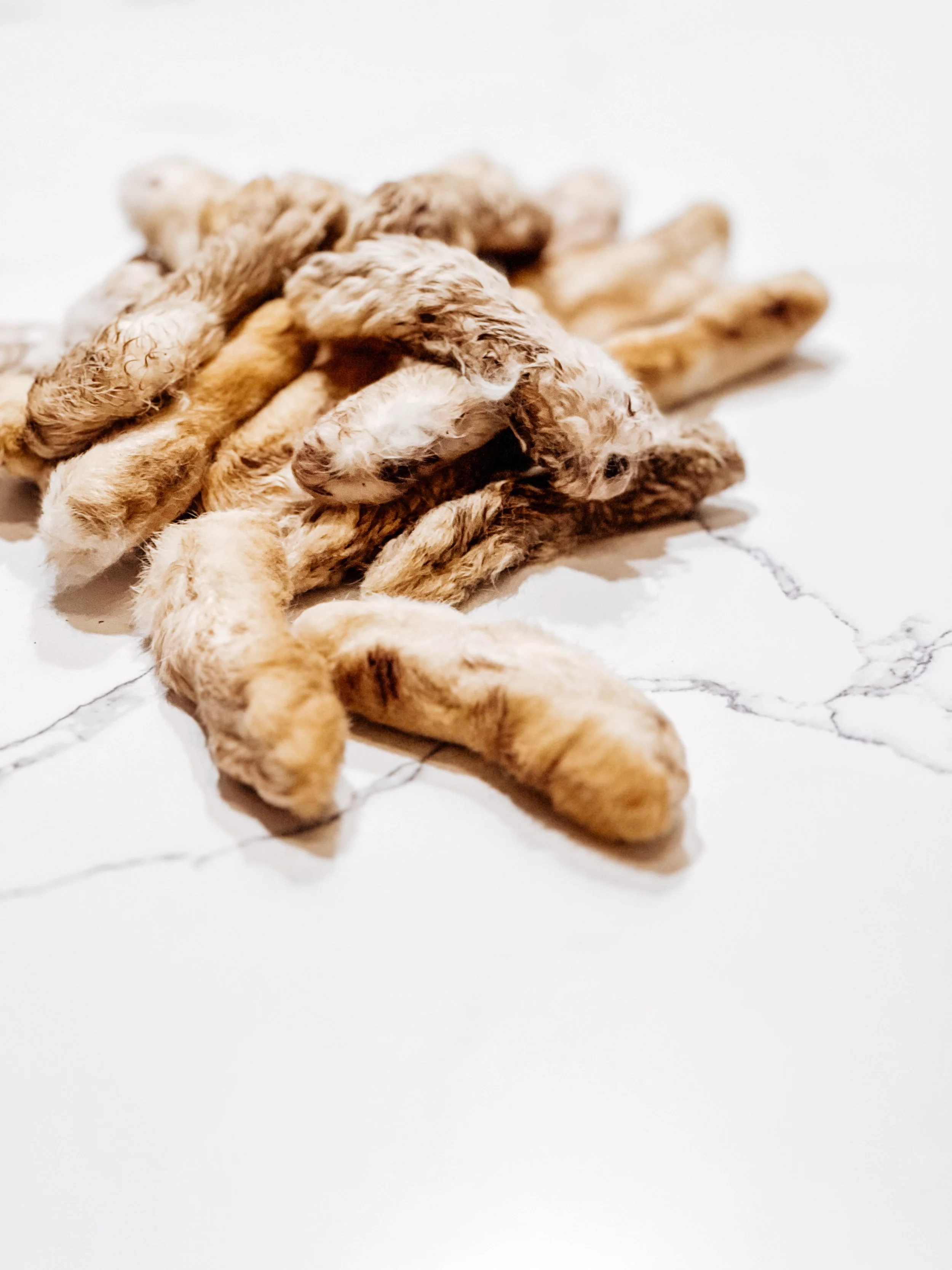 Air-Dried USA Furry Rabbit Back Feet, 4-5